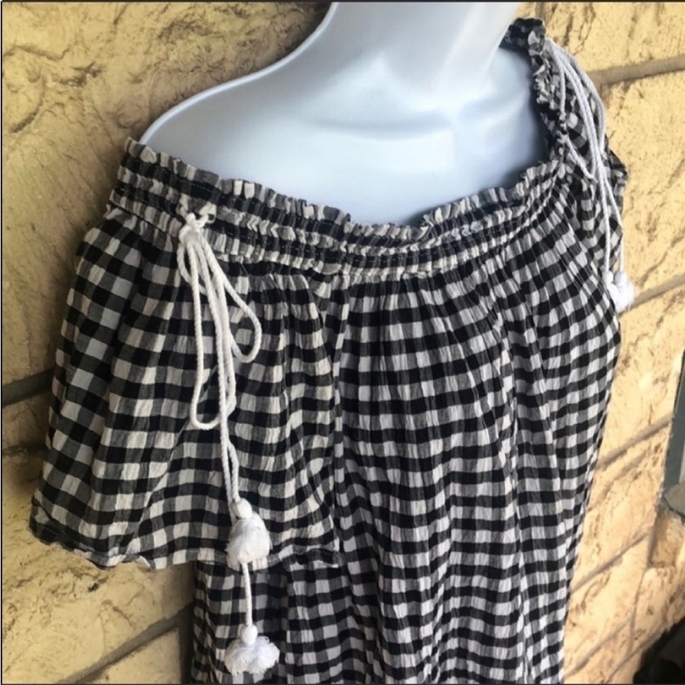 Ann Taylor Loft Off Shoulder Top Tassel Tunic Top Cute Beach Vacation Loose Fit - Picture 5 of 10